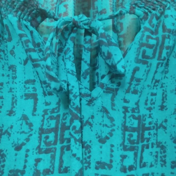 Eight Sixty Teal Sheer Blouse PL - Picture 5 of 8